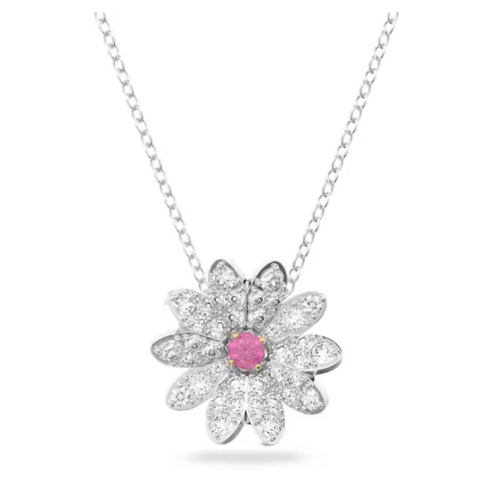 SWAROVSKI Eternal Flower pendant Flower, Pink, Mixed metal finish